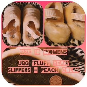 UGG 'Fluff Yeah' Peach Colored Slippers Size 10 Womens